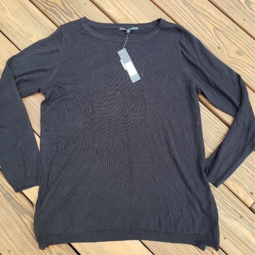 CYRUS Black Soft Sweater L Side Zippers Front Seam NWT